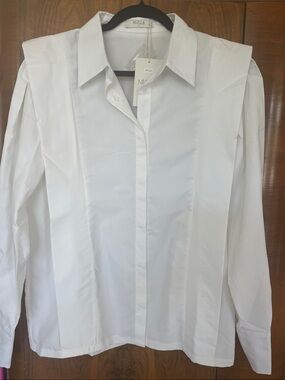 Millau White Cotton Button Front Dress Shirt-Size Large- New With Tags!